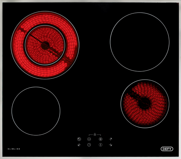 DHD494 - Defy 60cm Slimline Dual Zone Hob with Control Panel – Black Glass